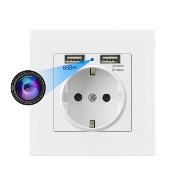 Electrical USB Plug Wall Socket Outlet with HD 1080P WiFi Camera