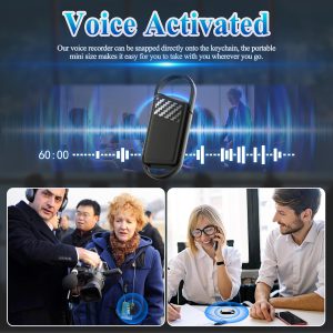 Keychain Voice Recorder | Portable Mini Audio Recorder with Playback Earphone